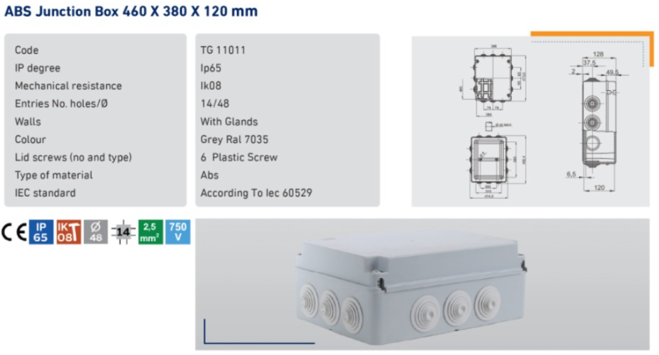 ABS Junction Box 460x380x120 mm